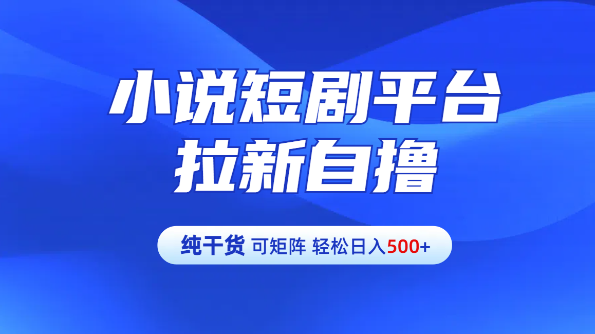 【纯干货】小说短剧平台拉新自撸玩法详解-单人轻松日入500+-智领未来创业网