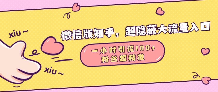 微信版知乎，超隐蔽流量入口，一小时引流100人，粉丝质量超高-智领未来创业网