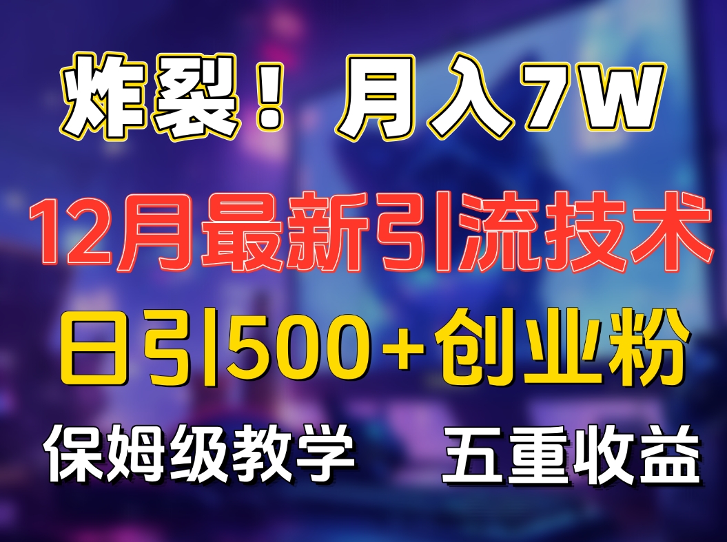 炸裂！月入7W+揭秘12月最新日引流500+精准创业粉，多重收益保姆级教学-智领未来创业网