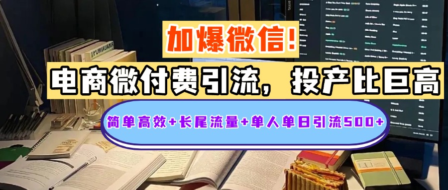 电商微付费引流，投产比巨高，简单高效+长尾流量+粉丝质量高，单人单日引流500+创业粉-智领未来创业网