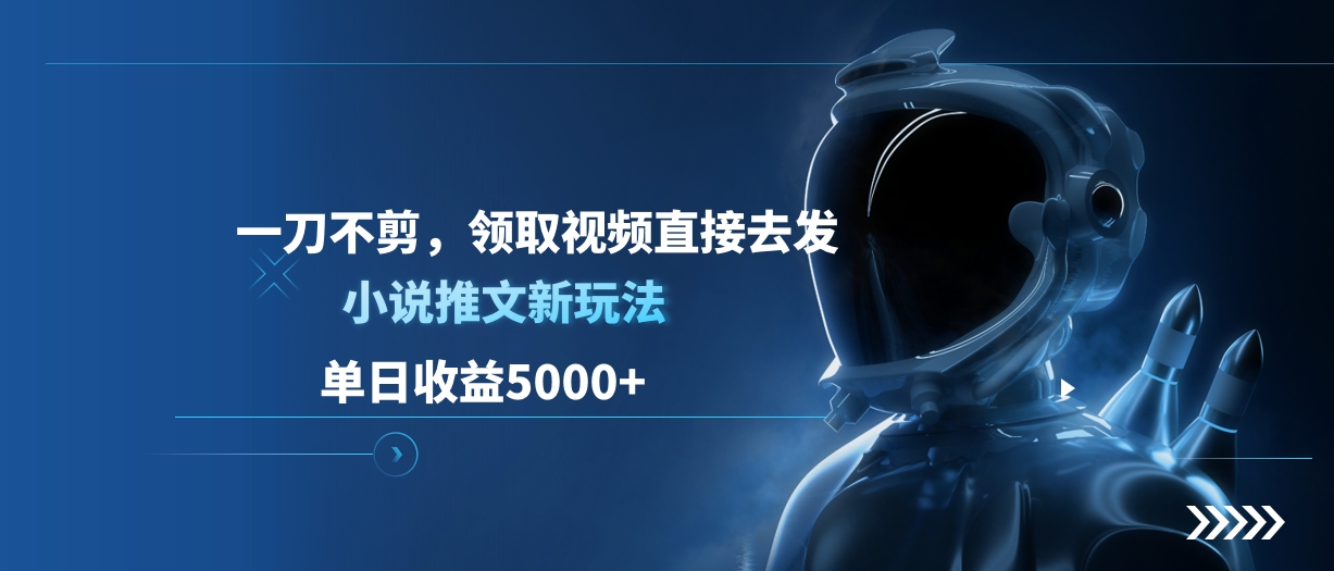 单日收益5000+，小说推文新玩法，一刀不剪，领取视频直接去发-智领未来创业网