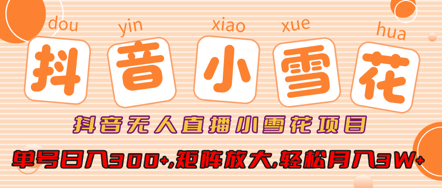 抖音无人直播小雪花项目，单号日入300+,矩阵放大,轻松月入3W+-智领未来创业网