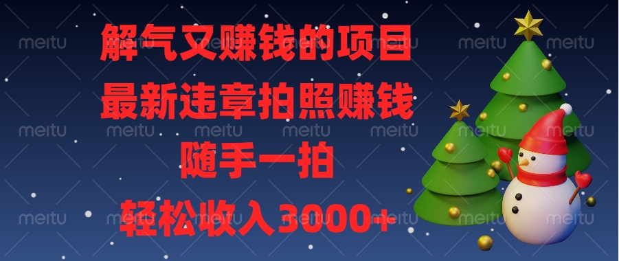 最新违章拍照赚钱，随手一拍，解气又赚钱的项目，轻松收入3000+-智领未来创业网