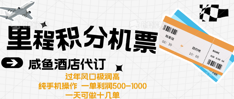 出行高峰来袭，里程积分/酒店代订高爆发期，一单300+—2000+-智领未来创业网