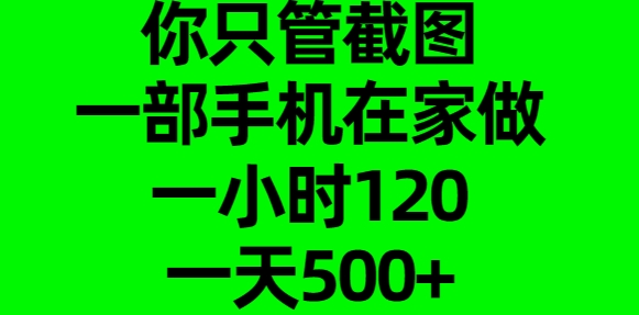 你只管截图，一部手机在家做，一小时120，一天500+-智领未来创业网