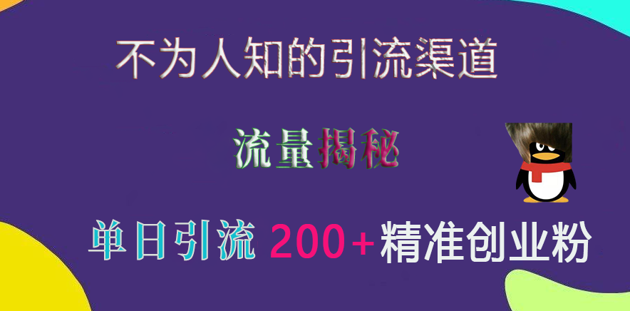 不为人知的引流渠道，流量揭秘，实测单日引流200+精准创业粉-智领未来创业网