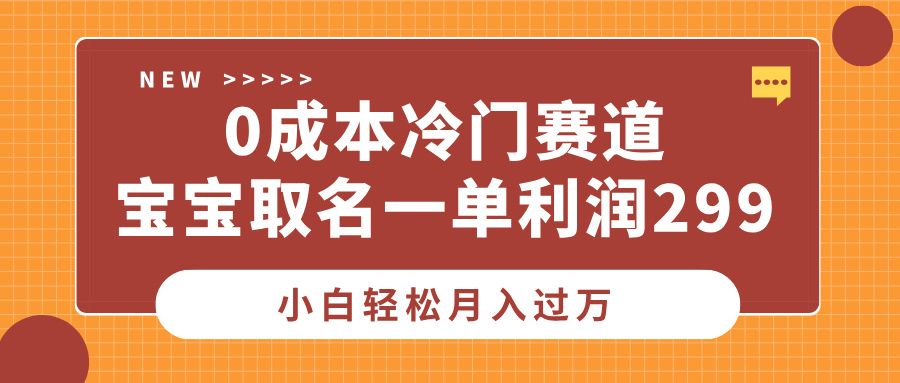 0成本冷门赛道，宝宝取名一单利润299，小白轻松月入过万-智领未来创业网
