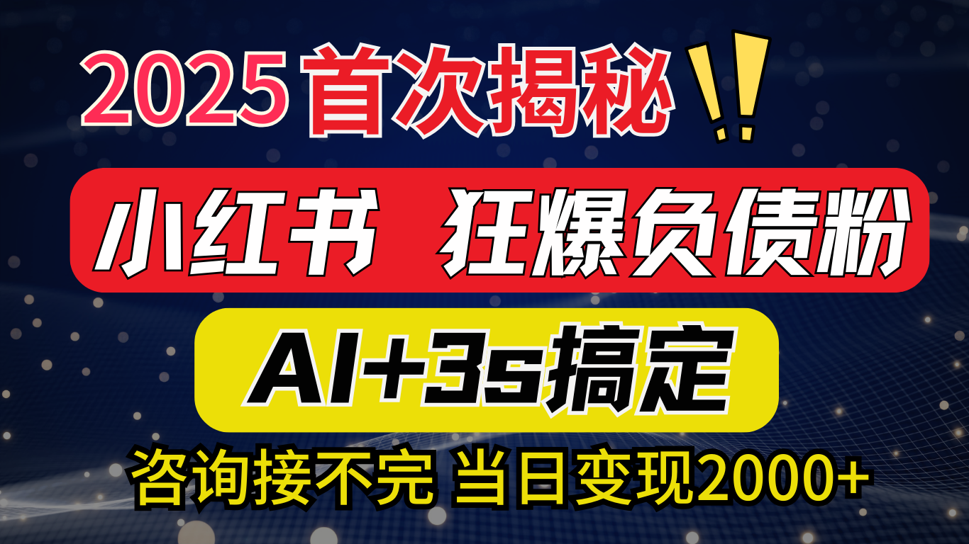 2025引流天花板：最新小红书狂暴负债粉思路，咨询接不断，当日入2000+-智领未来创业网