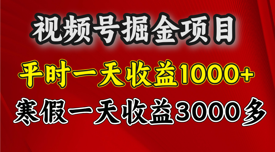 视频号掘金项目，寒假一天收益3000多-智领未来创业网