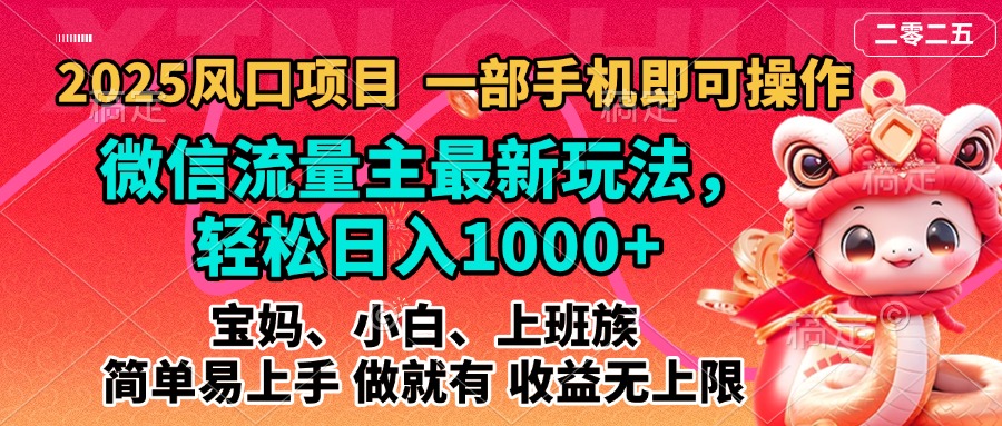 2025蓝海风口项目，微信流量主最新玩法，轻松日入1000+，简单易上手，做就有 收益无上限-智领未来创业网