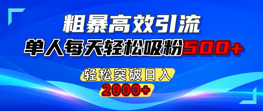 粗暴高效引流,单人每天轻松吸粉500+,轻松突破日入2000+-智领未来创业网