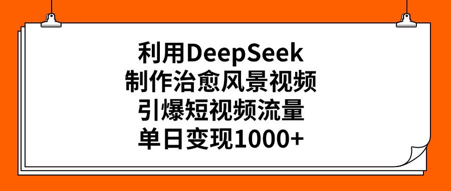 利用DeepSeek制作治愈风景视频，引爆短视频流量，单日变现1000+-智领未来创业网