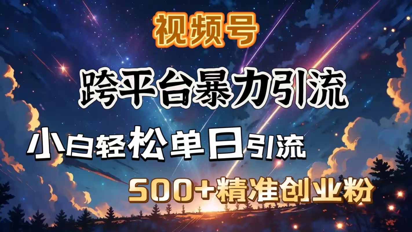 视频号跨平台暴力引流，小白轻松单日引流500＋精准创业粉-智领未来创业网