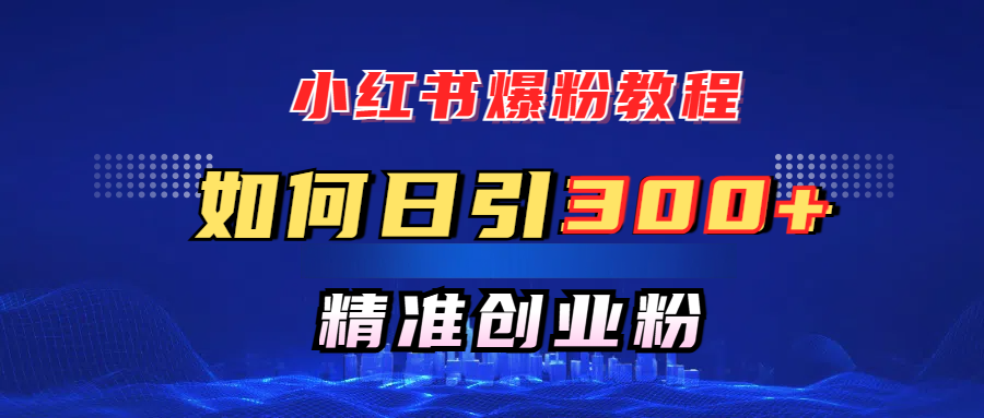 小红书爆粉教程，如何日引300+创业粉，快速实现精准变现！-智领未来创业网