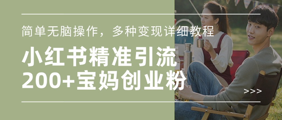 小红书精准日引200+宝妈创业粉，简单无脑操作，多种变现详细教程-智领未来创业网