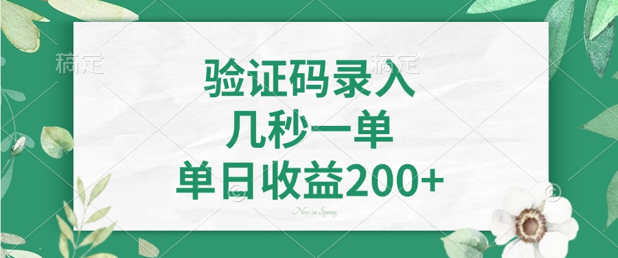 验证码录入，几秒一单，单日收益200+-智领未来创业网