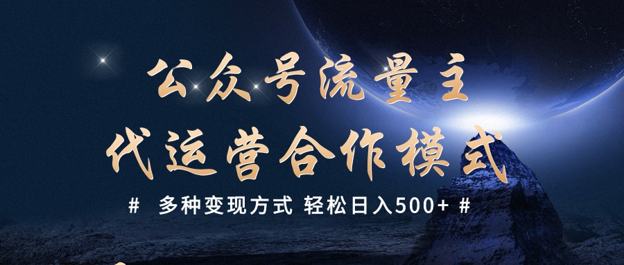 公众号流量主代运营  多种变现方式 轻松日入500+-智领未来创业网