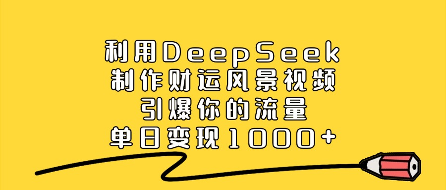 利用DeepSeek制作财运风景视频，引爆你的流量，单日变现1000+-智领未来创业网